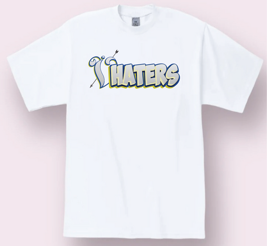 HATERS T-SHIRT - WHITE / YELLOW / BLUE